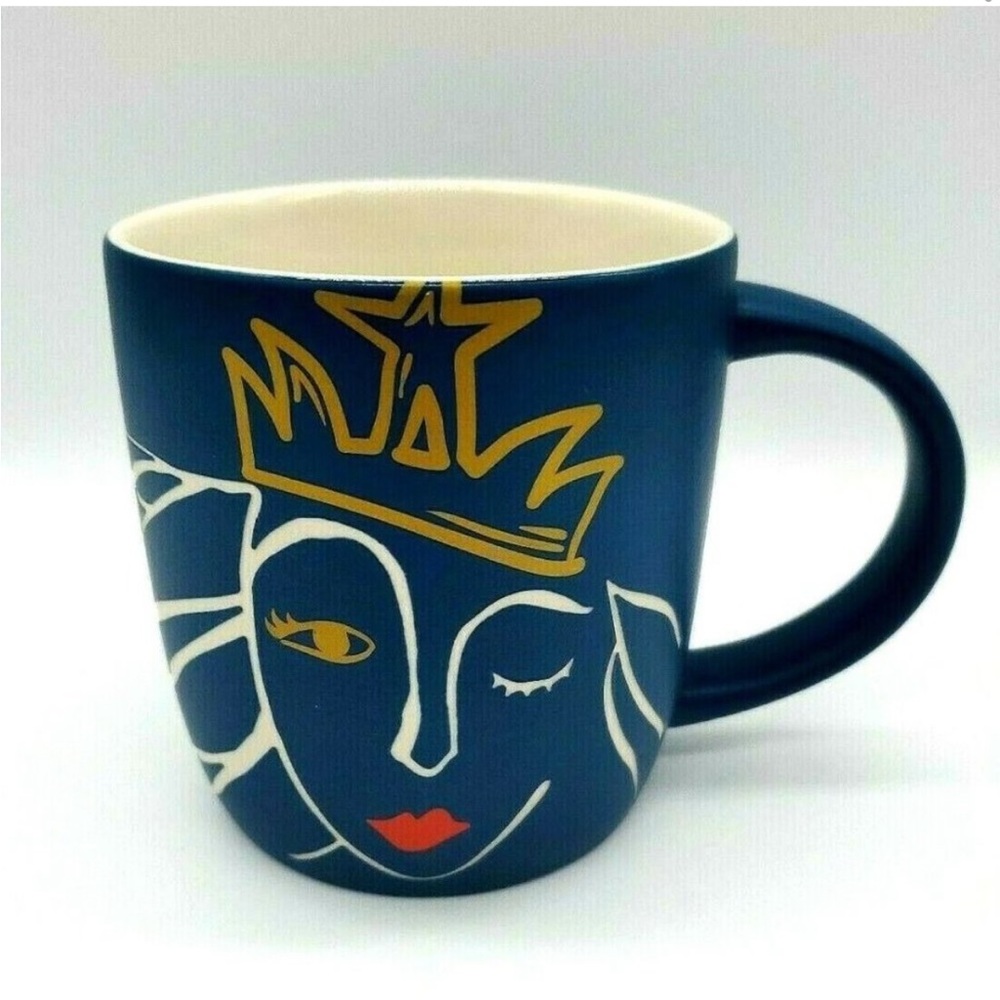 Starbucks Etched Art Siren Mermaid Wink Blue Mug Cup 2016 Anniversary Collection